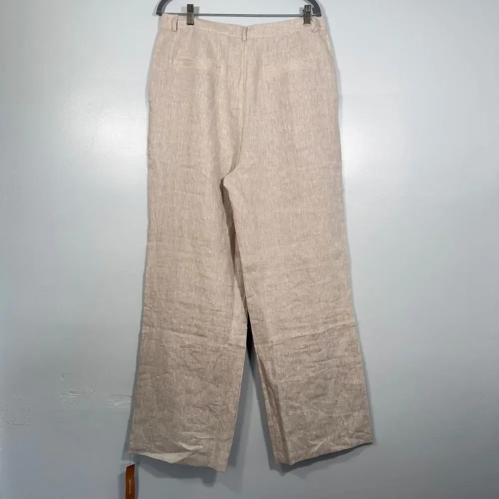 Reformation Linen Oliva 2 Piece Set Size 12 Beige Oatmeal NEW
